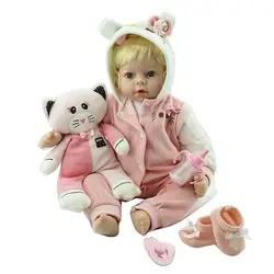 55 см прекрасная силиконовая кукла Reborn Baby Doll Игрушки для девочек Дети Bebe Reborn Baby Doll кукла-подруга игрушки подарок на день рождения для девочек