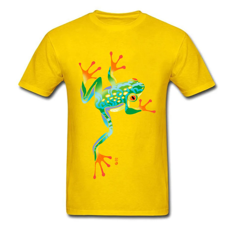 Crewneck RAINBOW TREE FROG 100% Cotton Man T Shirt Funny Short Sleeve Tops & Tees 2018 Fashion Casual Tops T Shirt RAINBOW TREE FROG yellow