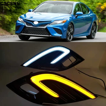 

CSCSNL 2PCS DRL LED Fog Lamp Daytime Running Lights Daylight For Toyota Camry 2018 2019 XSE SE With Turn Signal lamp Car Styling