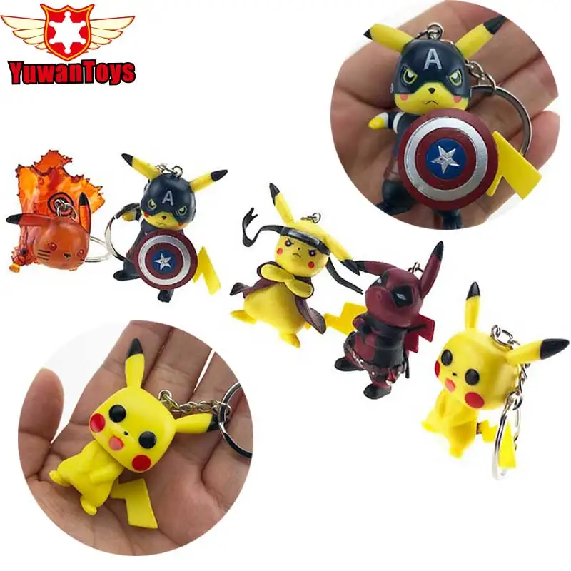 

New Cartoon Cute PVC keychain Naruto Deadpool Pikachu Action Figure Collection Model Toys For Children Birthday Gift