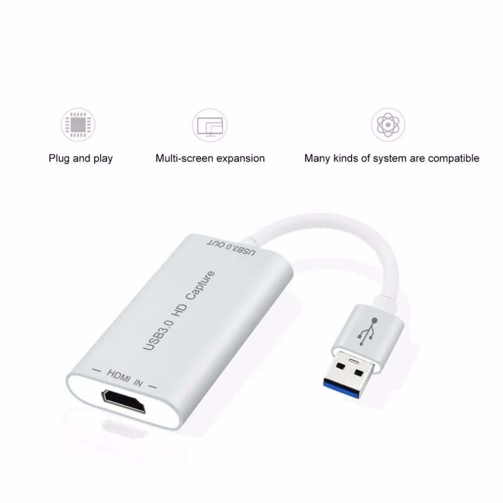  High Speed USB3.0 HD Capture Dongle HDMI to USB 3.0 Adapter Converter Plug & Play HDMI Video Captur
