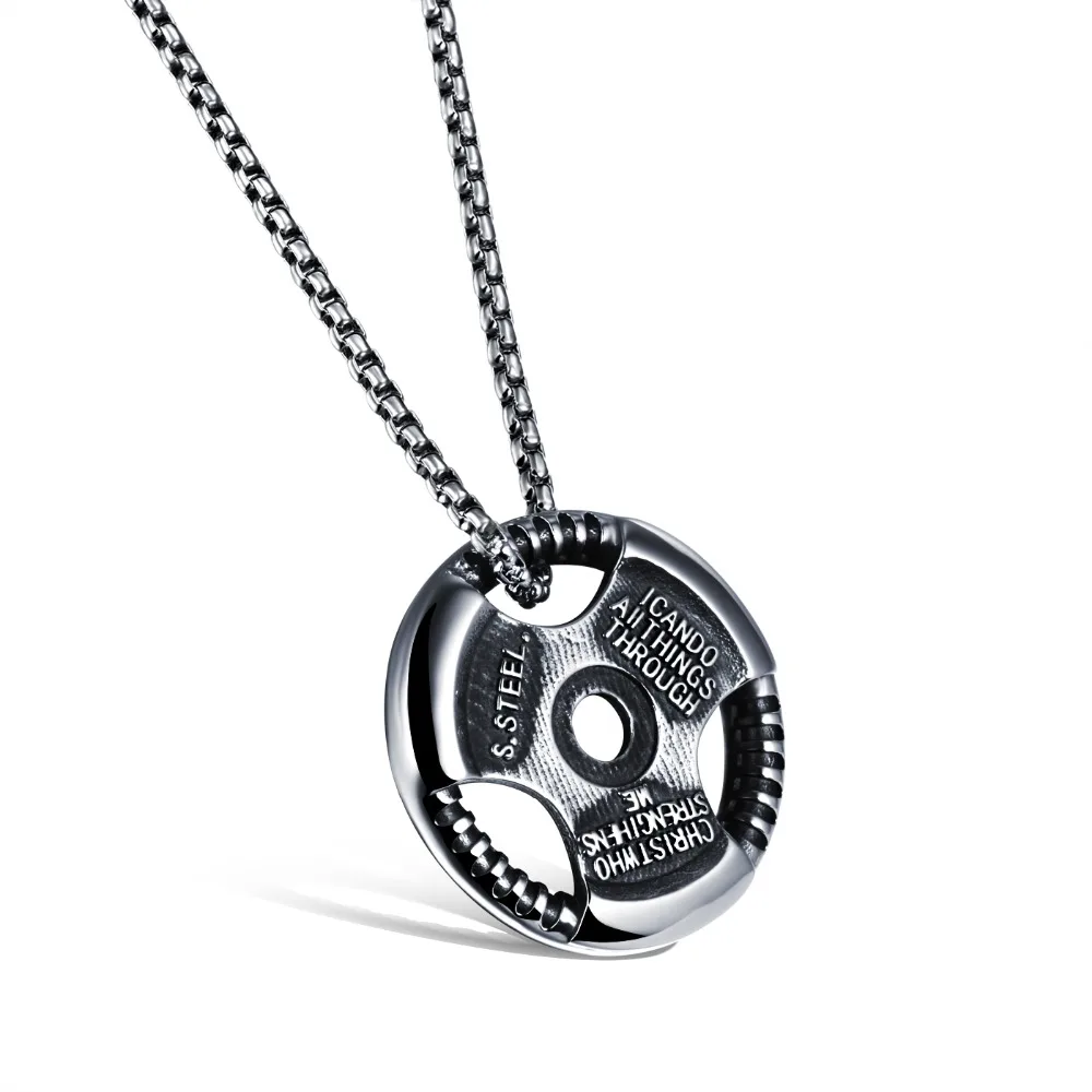 Creative Bodybuilding Pendant Disk Fitness Gym Necklace Sport Man Power