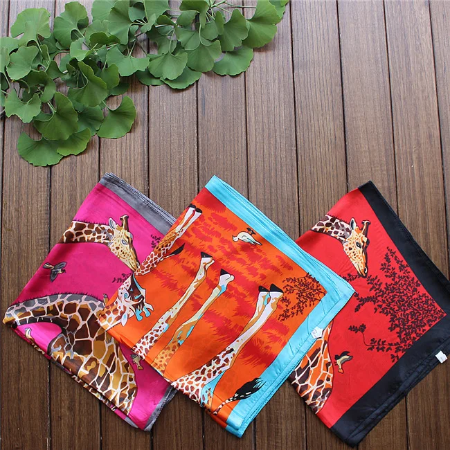 Новое поступление! 60*60cmEuro брендовый стильный женский Шелковый квадратный шарф ручная роспись Жираф модная сумка шарфы-ручки высокое качество
