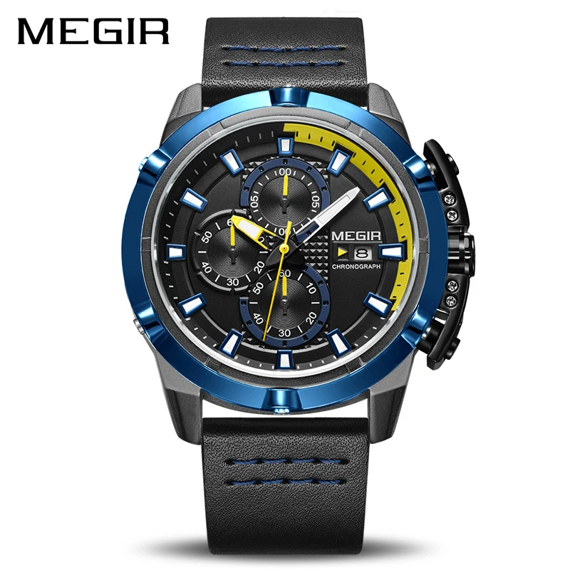 Billige MEGIR Männer Quarz Sport Uhr Relogio Masculino Chronograph Militär Armee Uhren Uhr Männer Top Marke Luxus Kreative Uhr Männer