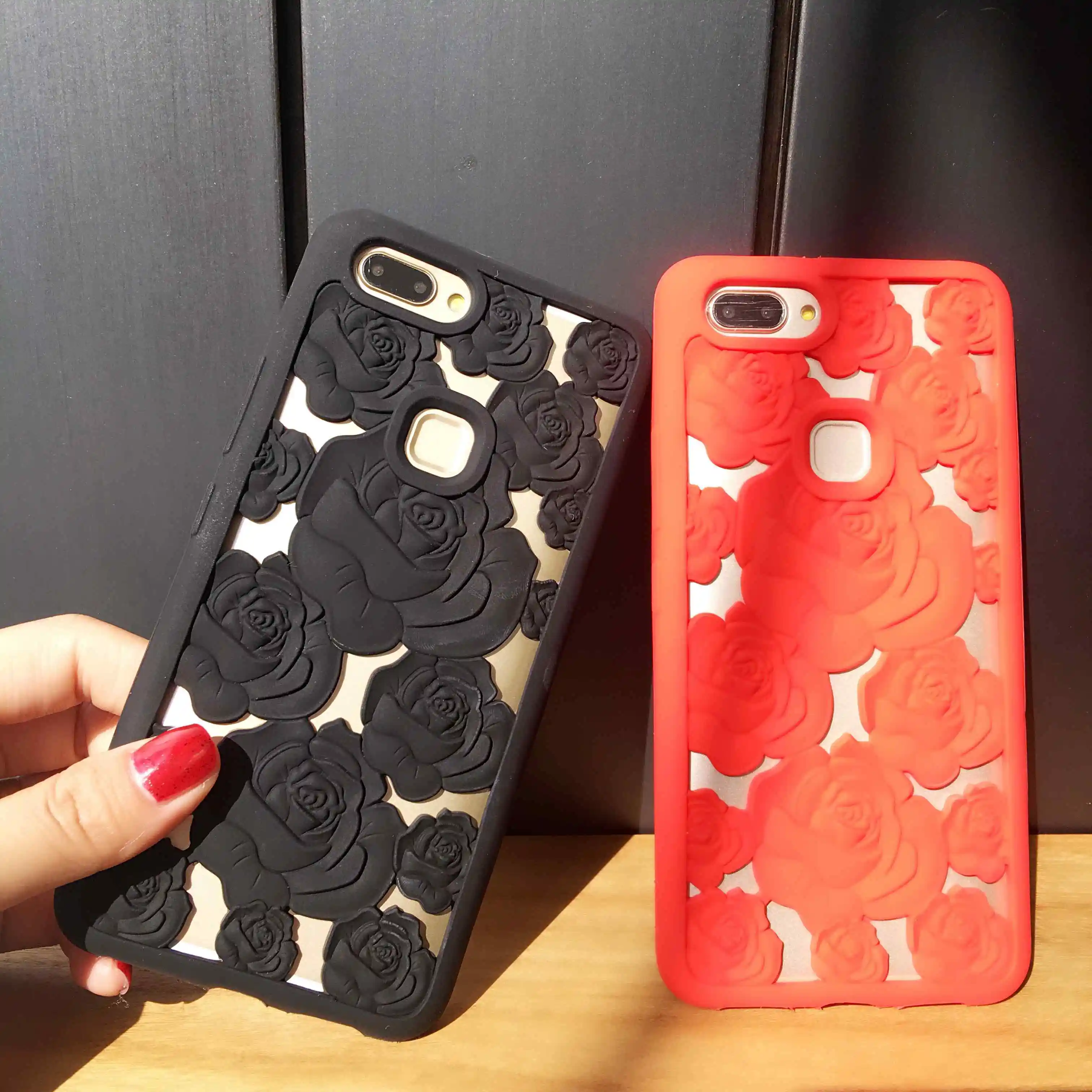 Pretty Hollow Out Design Double Rose Protective Mobile Phone Cases For