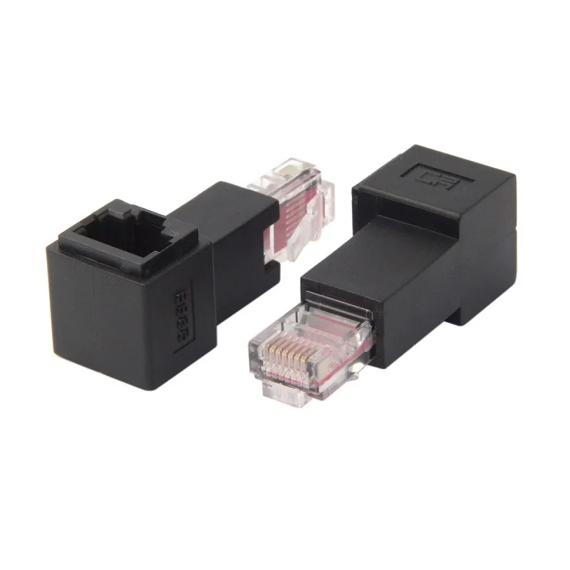 

10Pcs 90 degree cable connector RJ45 network cable male to female connector RJ45 network extension header Multiple Angle switch