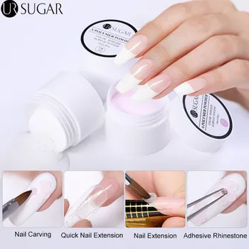 

UR SUGAR 15ml 3 in 1 Acrylic Dipping Nail Powder Pink Clear White Carving Extension Polymer Powder Gradient French Art Glitter