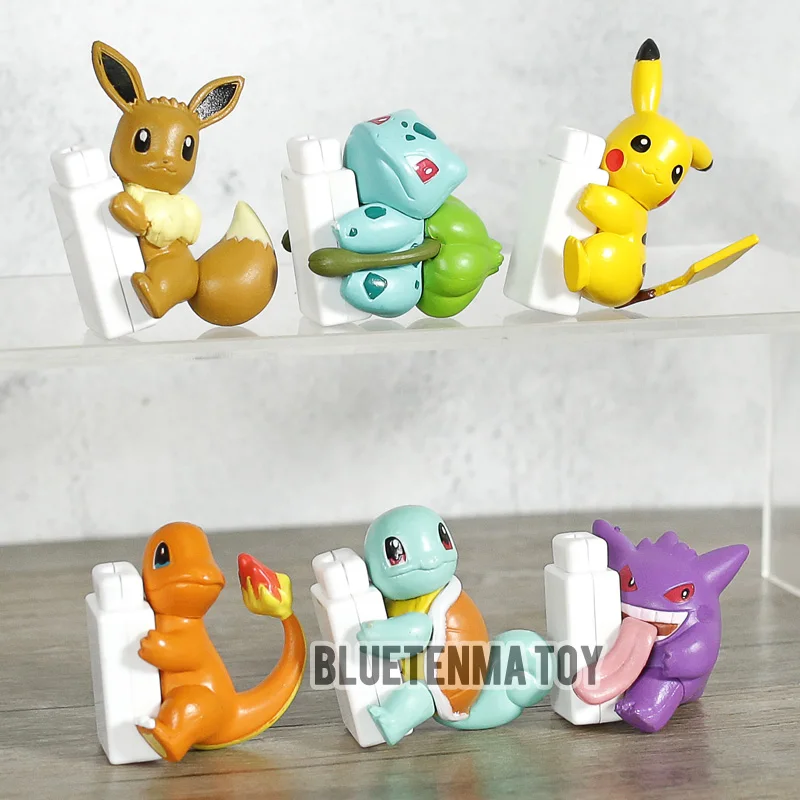 

6Pcs/set Eevee Squirtle Bulbasaur Charmander Gengar Cable Protector PVC Action Figures