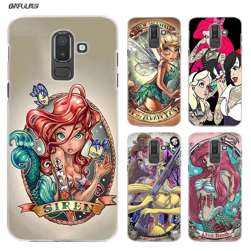 

Princess Ariel The Little Mermaid Phone Case for Samsung Galaxy A9 A7 A8 A6 + Plus 2018 A5 A3 2017 Hard Plastic Clear Cover Shel