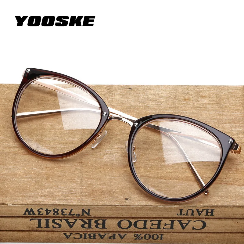 YOOSKE большие круглые прозрачные очки для мужчин и женщин, оправа для очков, прозрачные оптические оправы для очков "кошачий глаз"