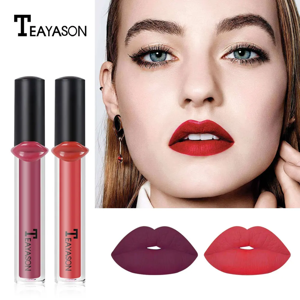 

Solid Color Matte Lip Gloss Makeup Cosmetics Korean Lipstick Lips Tint Stain Nude Pigment Mate Batom Lipgloss Party Make Up