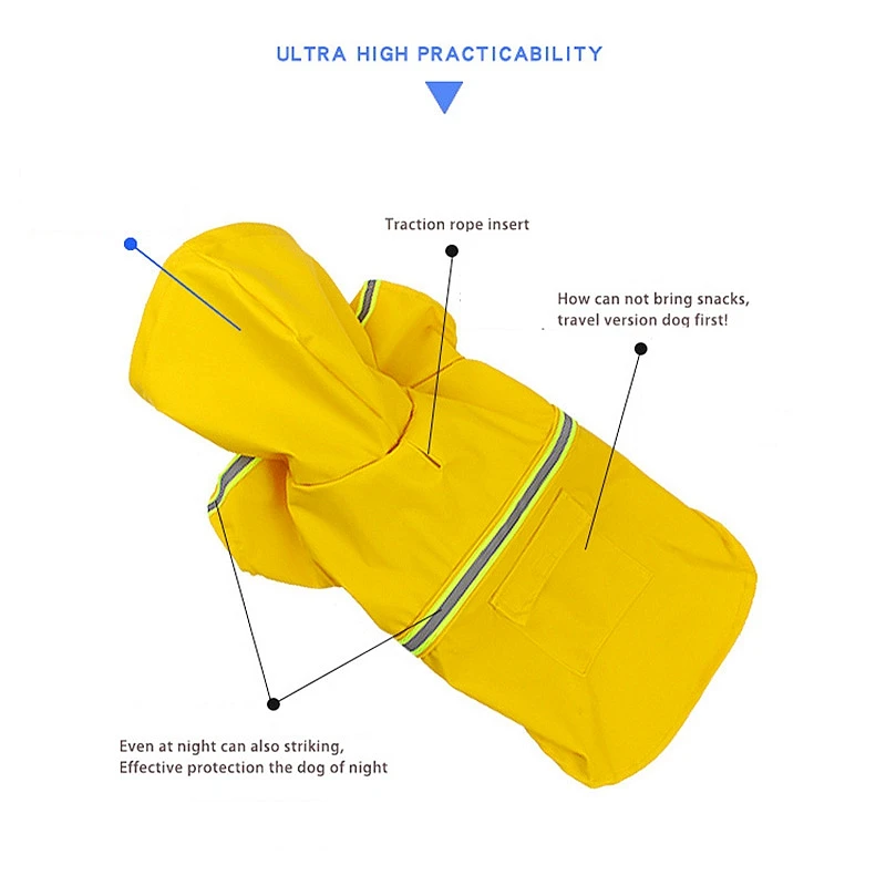 Плащ для собак водонепроницаемый курта для собак ночной светоотражающий плащ для собак Одежда для маленьких средних и больших собак