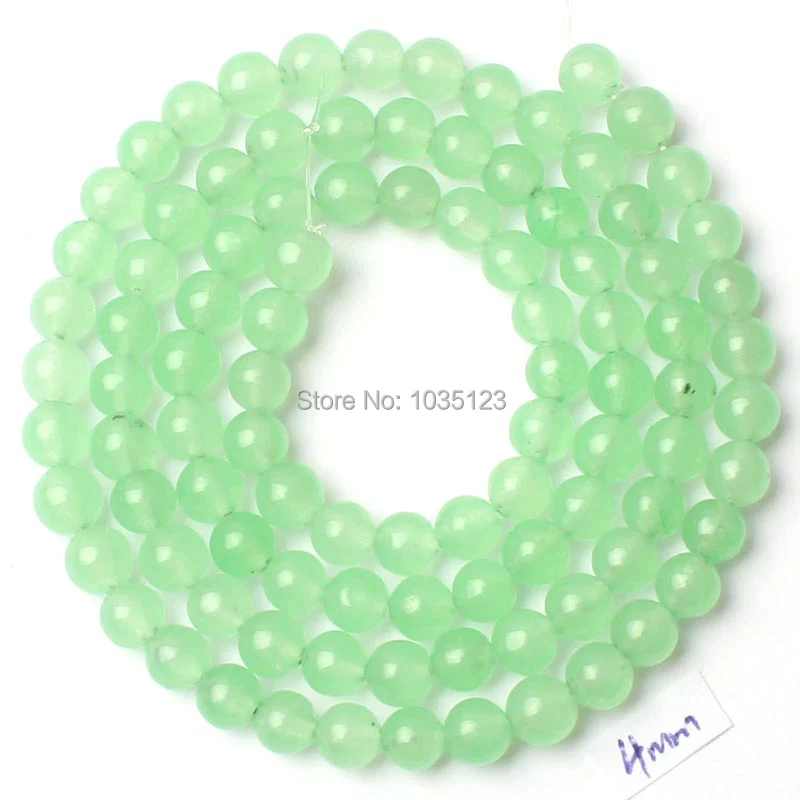 

Free Shipping 4mm Pretty Round Shape Light Green Jades Stone Loose Beads Strand 15" DIY Creative Jewellery Making w2154