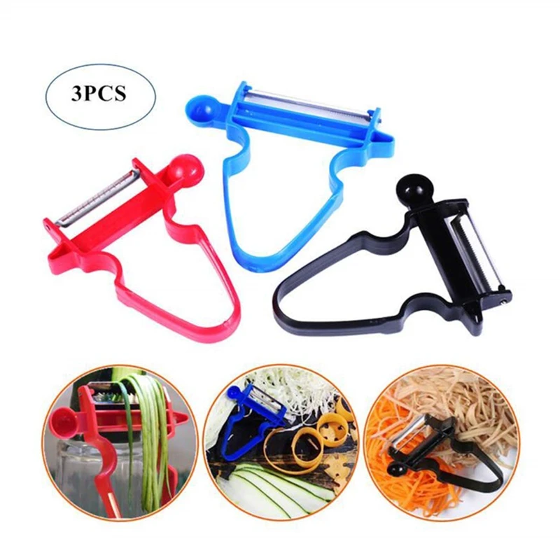 

3pcs Magic Trio Peeler Set Shredder, Slicer, Peeler Julienne Cutter for Vegetable, Fruit, Potato, Cheese, Onion - Trio Peelers