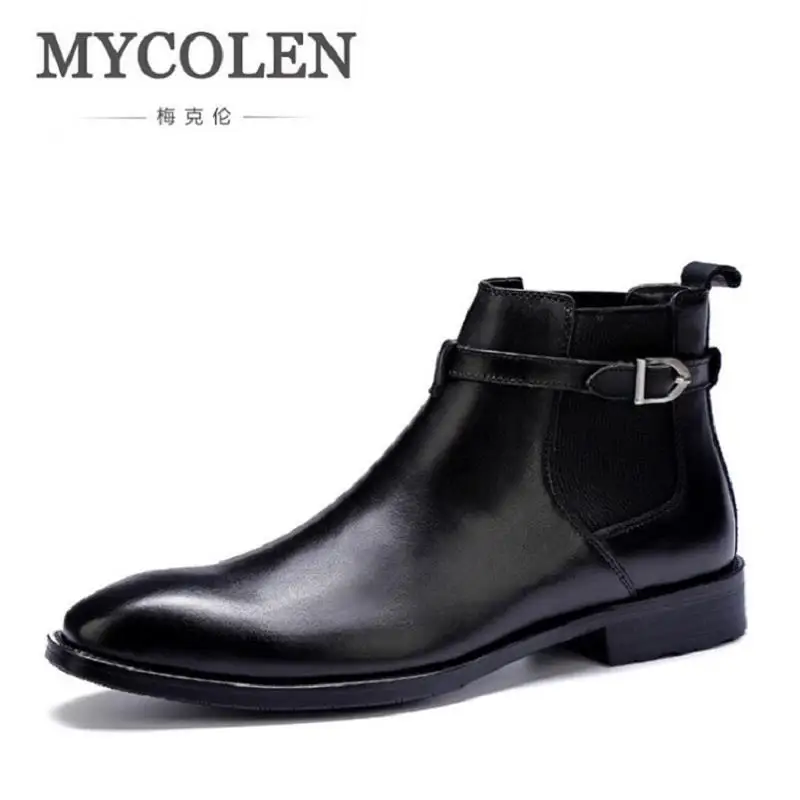 

MYCOLEN Chelsea Boots Men Comfortable Safety Shoes Men Black Leather Boots Autumn Retro Motorcycle Ankle Boots Men Footwear