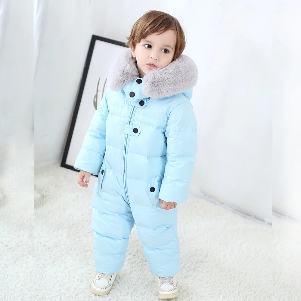 

2019 Russia Winter -30 Degree Down Jacke Children Fleece Clothes Boys Girls Warm Windbreaker Rompers