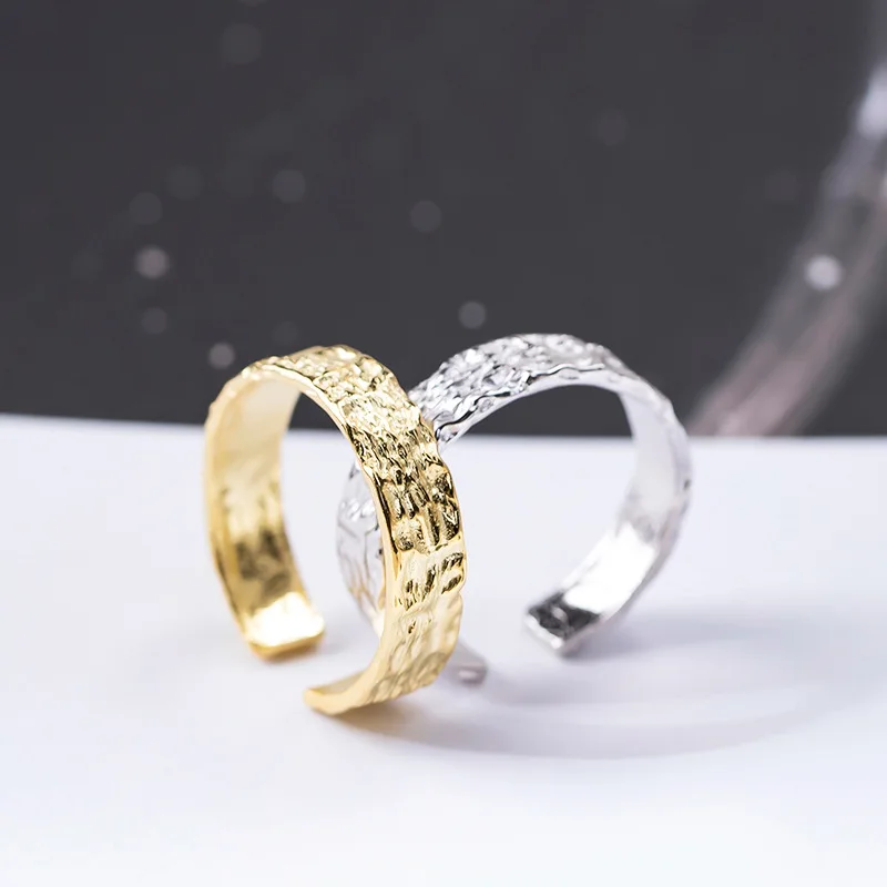 Irregularity golden ring 100% Sterling 925 silver Jewelry Vintage Adjustable rings for women girl gift
