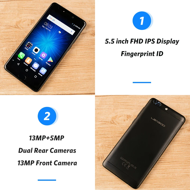 LEAGOO T5 5 ''FHD мобильного телефона Android 7 0 4 GB Оперативная память 64 Гб Встроенная