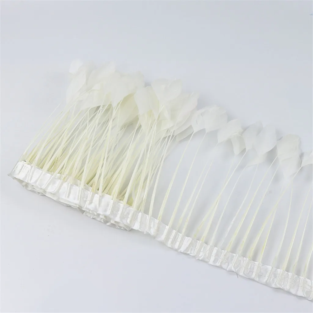 fityle 2m Handmade Accessory 15 - 20cm Natural Marabou Hackle Feather Fringe Trims Ribbon Sewing Crafts Colorful