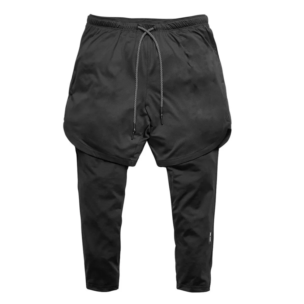 Joggers спортивные штаны Новые мужские 2 в 1 обтягивающие брюки шорты/Леггинсы двухслойные спортивные мужские тренажерные залы фитнес быстросохнущие спортивные брюки