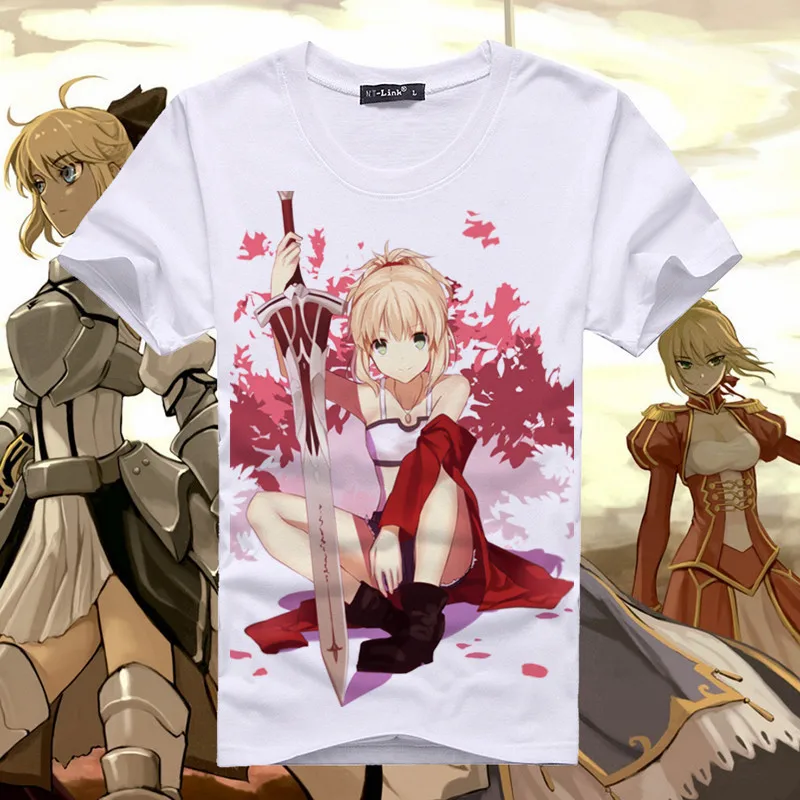

Anime Saber Fate Stay Night T Shirt Summer New Short Sleeve Casual Cosplay Costume Fate Zero Women Men T-Shirts Top TX117