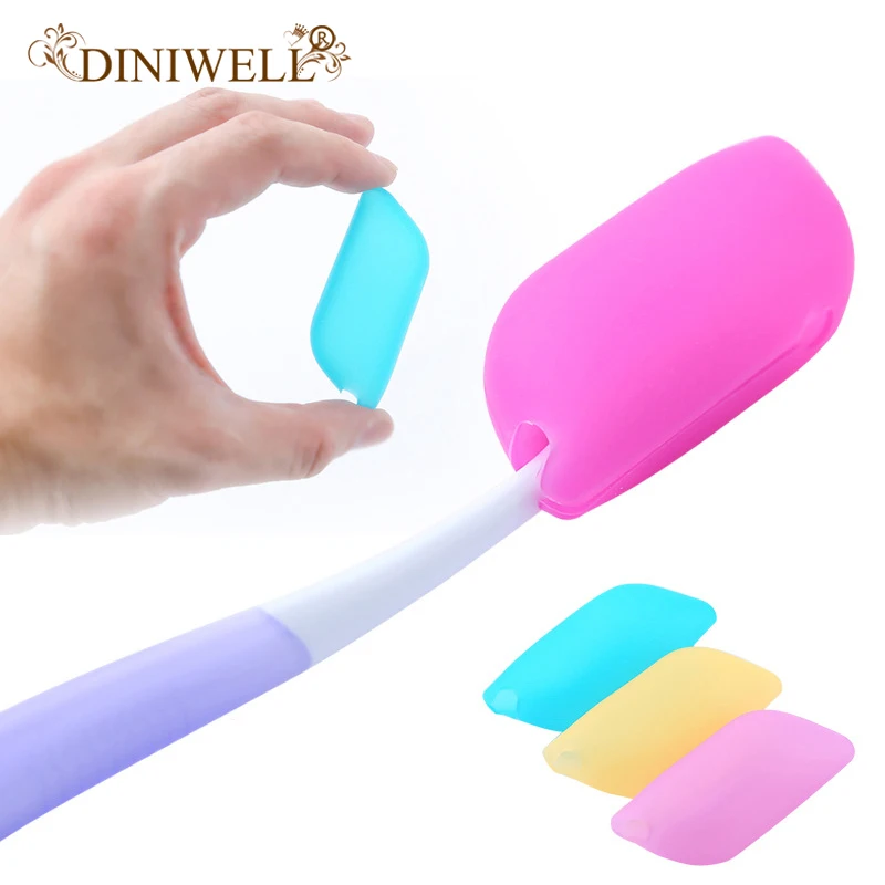 

3pcs Silicone Toothbrush Head Storage Boxes Travel Portable Organizer For Tooth Brush Head Cap Cover Protector Case Random Color