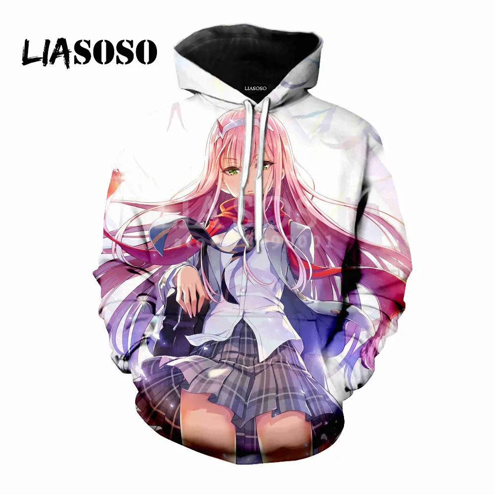 Liaseo 2018 3D печать для женщин и мужчин пикантные толстовки с капюшоном Zero Two свитшоты