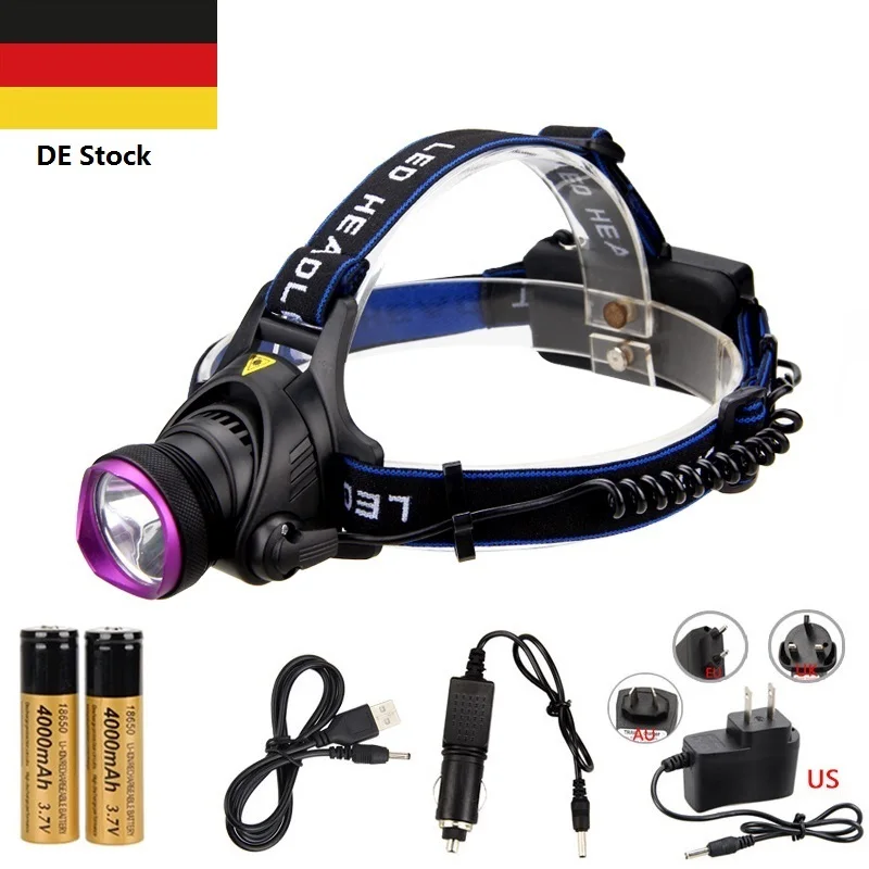 

DE STOCK 3 Mode T6 LED Headlamp Rechargeable Waterproof Zoom Headlight Torch Flashlight Head lamp+18650 battery+chanrger