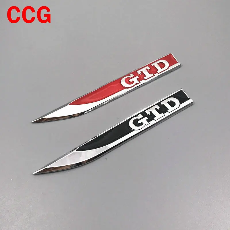 

2pcs 3D Metal high quality GTD Car Wing Right & Left Side Badge Fender Emblem Car Sticker Auto Body decoration Decal Car styling
