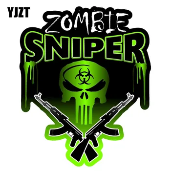 

YJZT 10.5CM*12.7CM Car Styling ZOMBIE SNIPER Lnterest Reflective Car Sticker Motorcycle Parts C1-7470