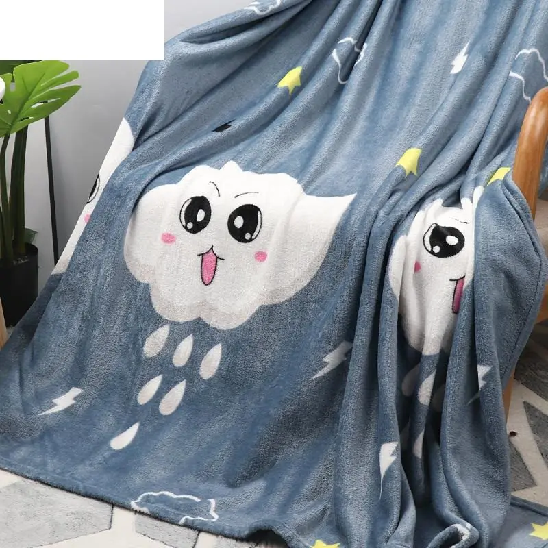 100*150 см детское фланелевое одеяло, многоцветное теплое стеганное одеяло для дивана одеяло для отдыха, детский игровой коврик, анти-грязное детское одеяло, мягкое одеяло s - Цвет: cloud 100x150cm