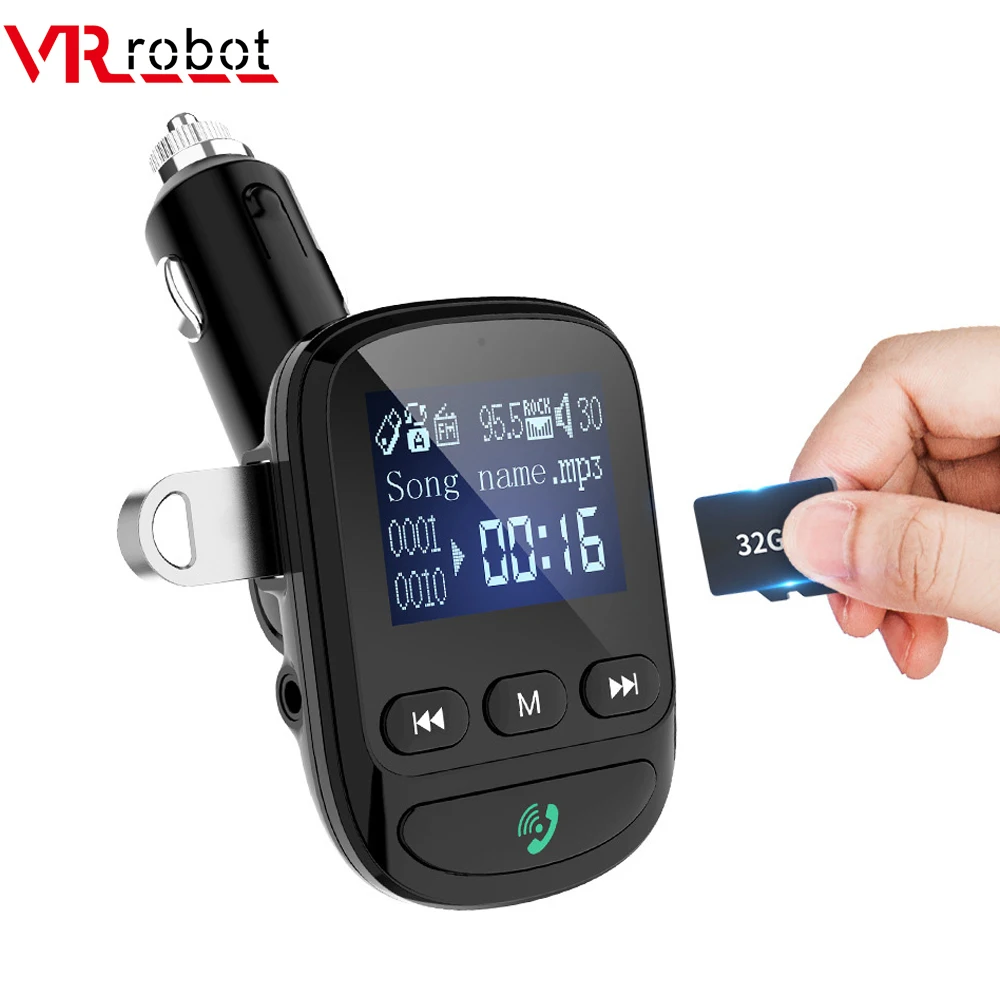 

VR robot FM Transmitter AUX Audio Car MP3 Player Bluetooth Handsfree Car Kit Modulator with QC3.0 Quick Dual USB Charger