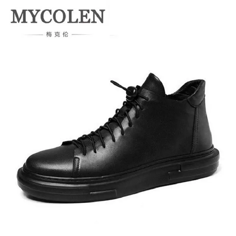 

MYCOLEN New 2017 Men Shoes Casual Breathable Fashion Leather Shoes High Top Comfortable Winter Trainers Shoes Schoenen Mannen