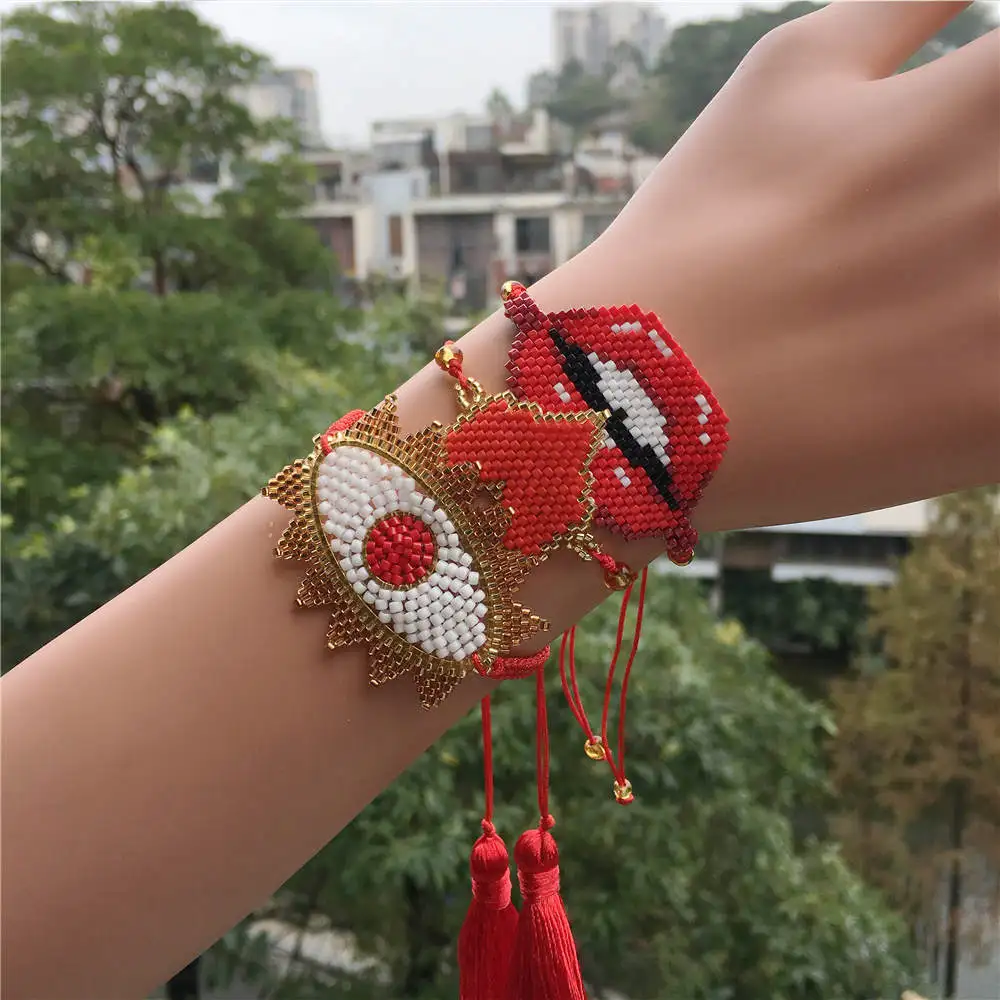 

Pulceras Para Mujer Moda 2019 Cartoon Miyuki Couple Bracelet Pulseras Mujer Fine Bohe Hand-woven Jewelry 3 Style