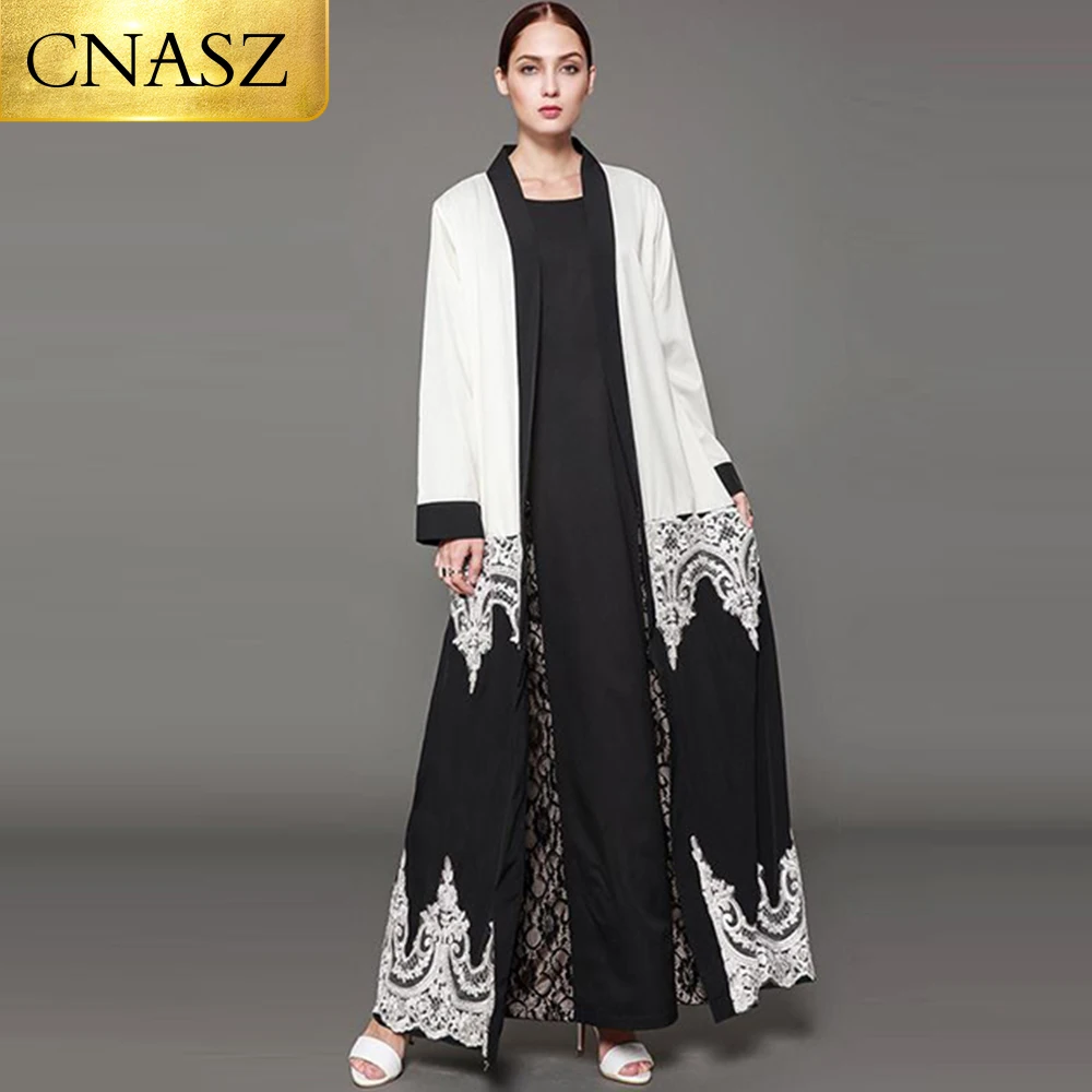 Hot Selling White Lace Modern Embroidery Women Open Abaya Long Kimono ...