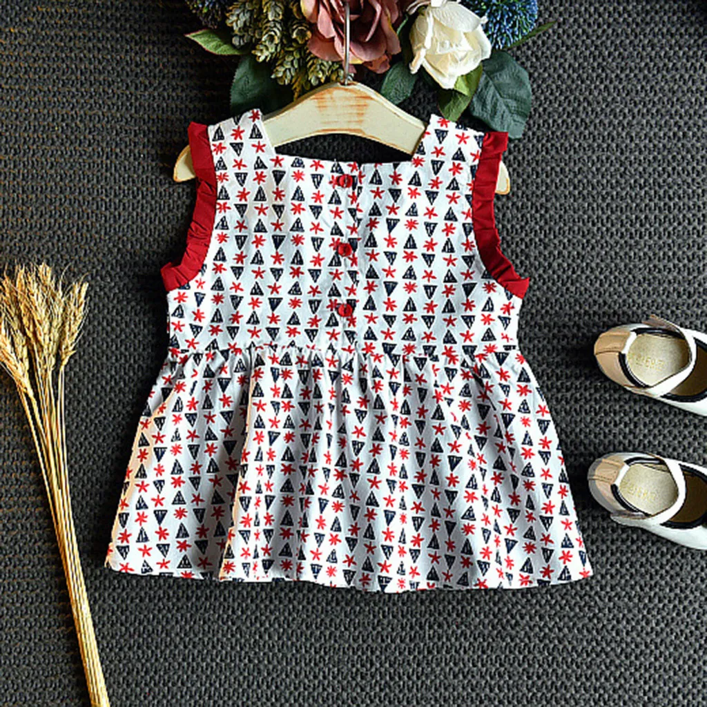 

Toddler Kids Baby Girls Outfits Clothes Cartoon Print Vest Shirt Tops+Shorts Set