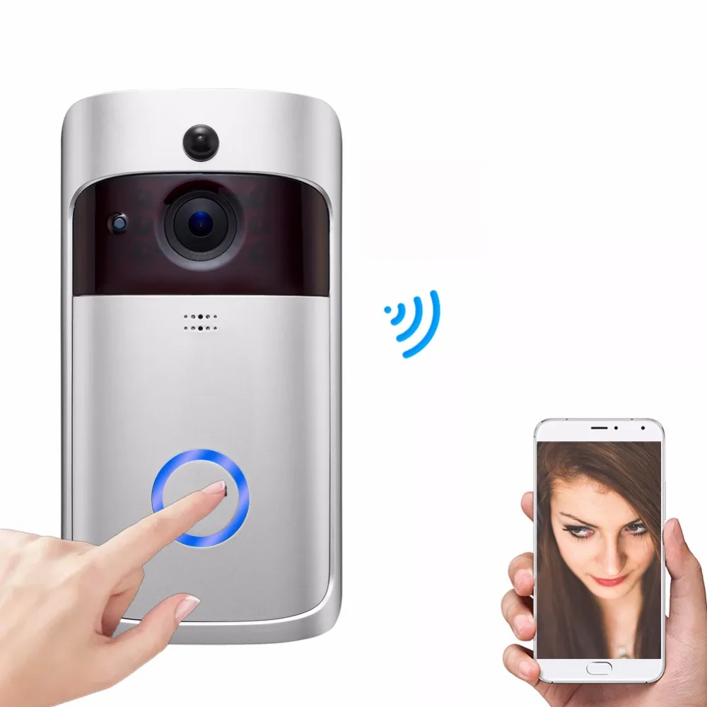 Низкое энергопотребление видео дверной звонок беспроводной WiFi 720P камера PIR