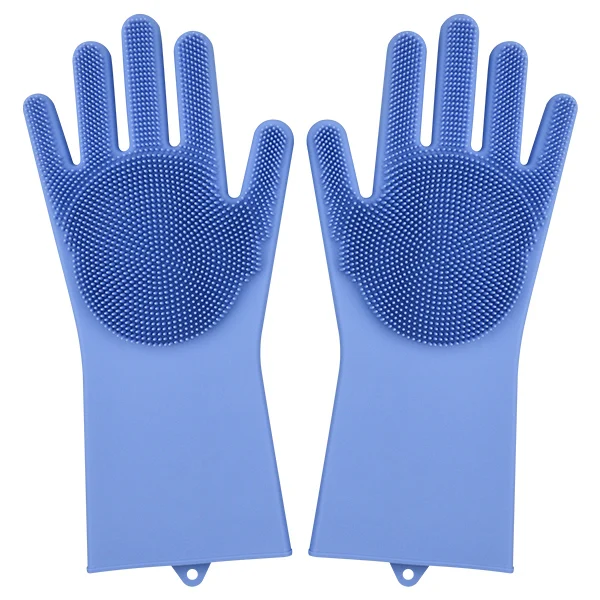 Силиконовые чистящие перчатки, кухонные Волшебные силиконовые перчатки для мытья посуды, бытовые силиконовые резиновые перчатки для мытья посуды - Цвет: blue