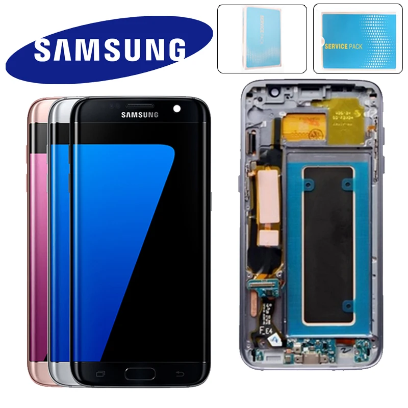 

Original Super AMOLED 5.5'' LCD Replacement For Samsung S7 Edge G935F G935A G9350 LCD Digitizer Touch Screen With Frame Screen