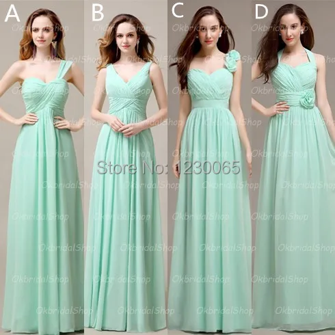 Vestidos Noiva Long Mint Chiffon Mismatched Bridesmaid Vestidos Noiva Long Mint Chiffon Mismatched Bridesmaid Dresses Formal Custom Free Shipping 2016 Flowers New Gown In From