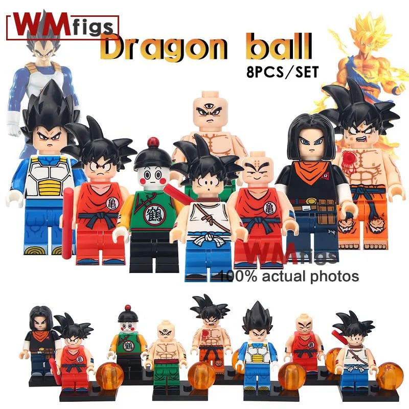 

1 Set of Dragon Ball Z Super Saiyan Vegeta Krillin Chiaotzu Tien Shinhan Son Goku Figure Building Blocks Compatible Toy For Kids