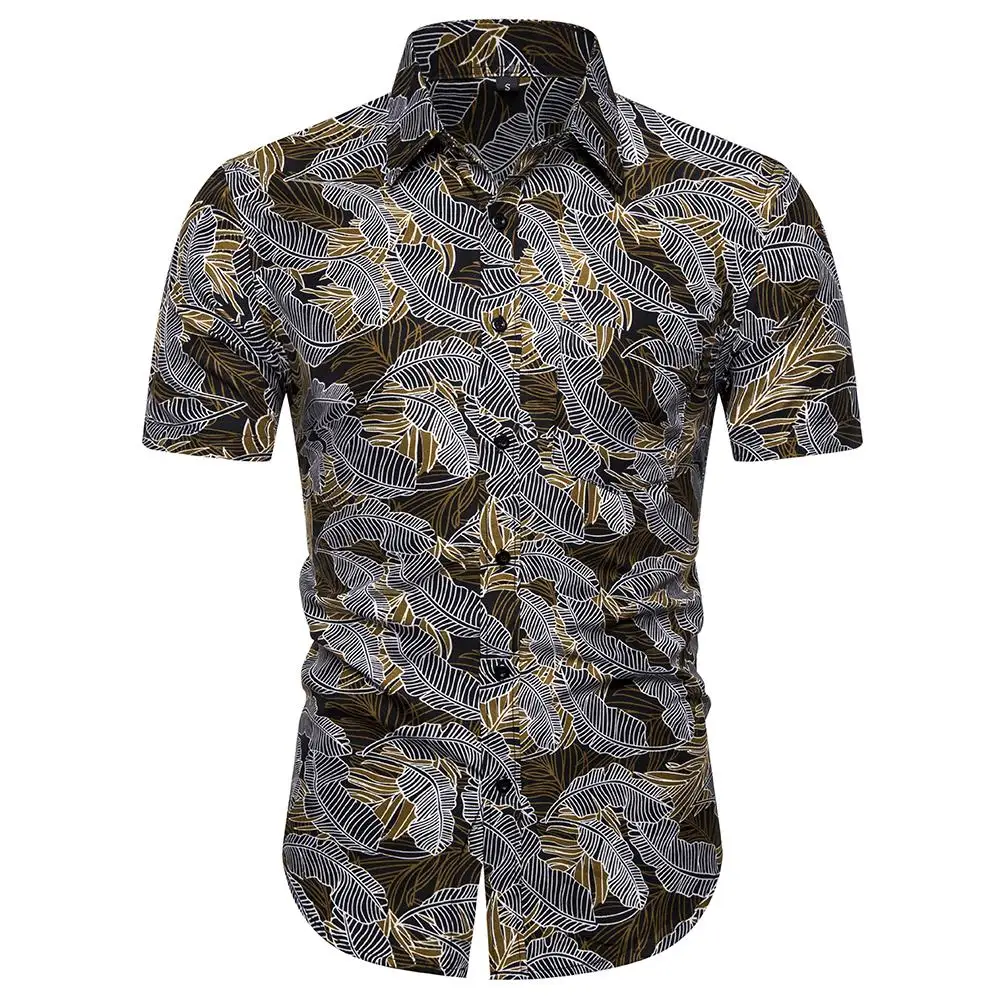 

Flower Men Shirt Dress Short sleeve Floral Casual Blouse Men Hawaiian Men's Shirts Summer Slim New