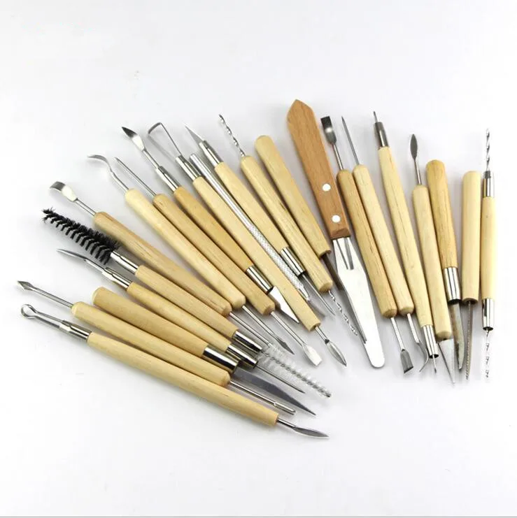 

22Pcs Clay Sculpting Sculpt Smoothing Wax Carving Pottery Ceramic Tools Polymer Shapers Modeling Carved Tool Wood Handle Set