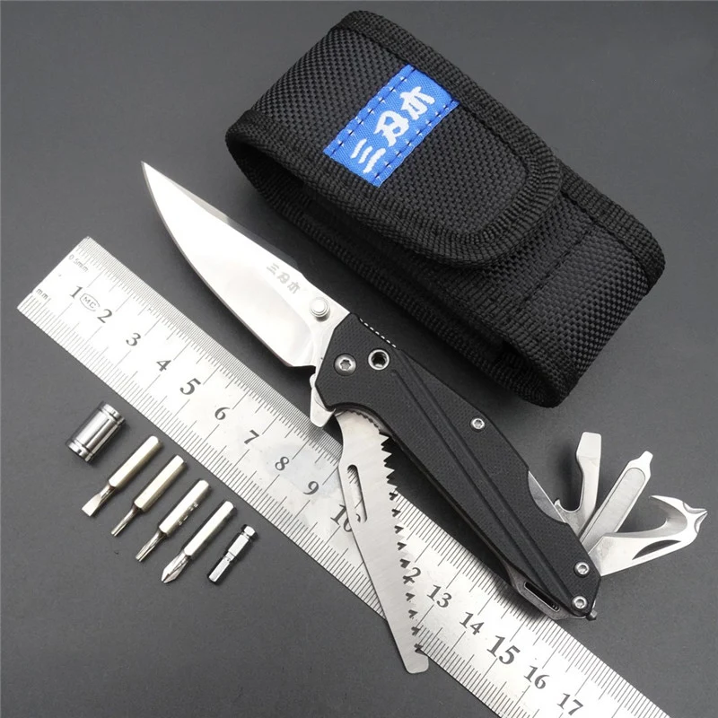 SRM7116 Outdoor EDC Pocket Knife with Multi Functional Tool Saw Belt Cutter Glass Breaker