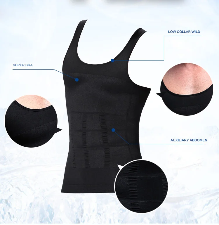Slimming Underwear Body Shaper Men Corset Waist Cincher Vest Bodysuit Men Tummy Belly Waist Slim Shapewear faja hombre tshirt (11)