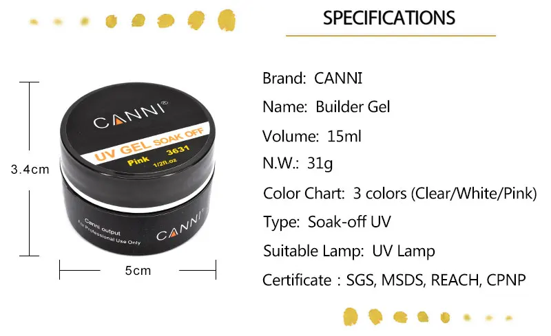 15 мл фабрика canni прозрачный дизайн ногтей, белый, розовый цвет УФ СТРОИТЕЛЬ ногтей удлинение УФ замочить от прозрачный гель для защиты от УФ лучей