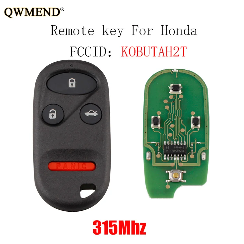 QWMEND 2 шт. * 3 + 1 кнопки 315 МГц дистанционный брелок без ключа для Honda Accord Alarm 1998 1999 2000
