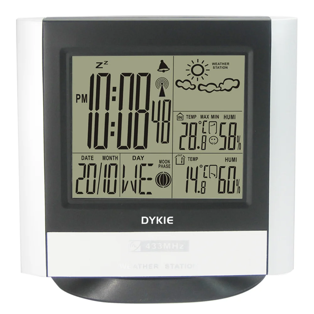

433MHz Wireless Weather Station Kit with Indoor Outdoor Digital Thermometer Hygrometet Weather Forecast Clock 2 Transmitters