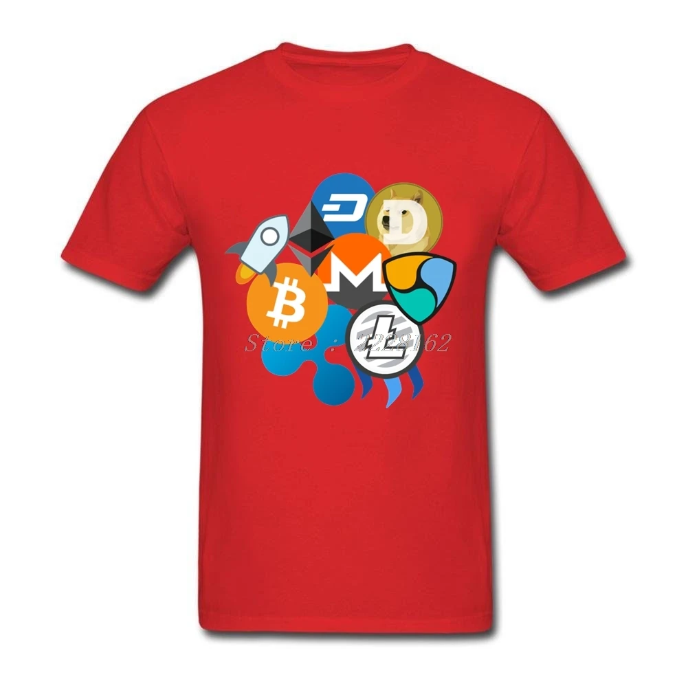 Fit Formal T Shirt Editor Ethereum Litecoin Tees with Bitcoin Ripple Mens DIY T-Shirt