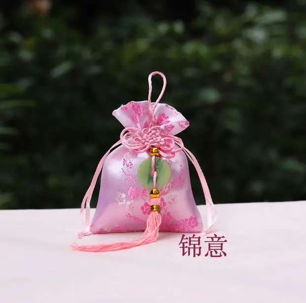 50 шт. 9*12 см свадебные парчовые ювелирные изделия сувенирные сумки ткань подарок конфеты упаковка мешок с китайским узлом - Цвет: pink